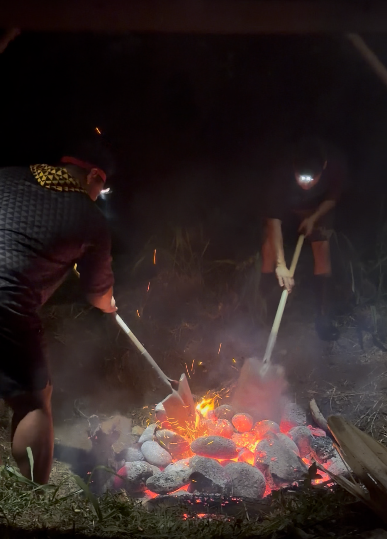 Imu — traditional Hawaiian underground cooking pit at Keauhou farm, Hualālai mountain